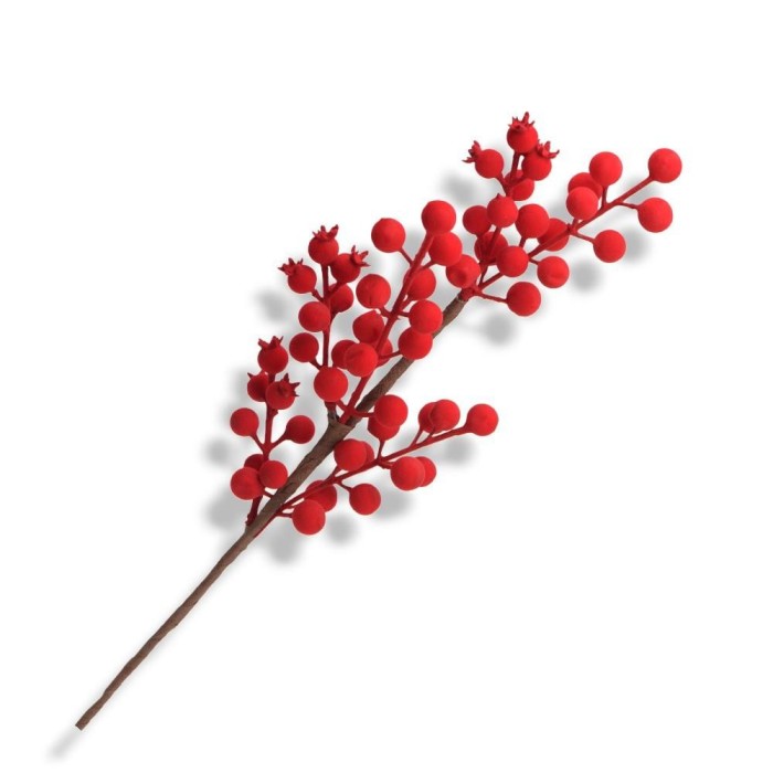 RAMO FLOCCATO BACCHE ROSSO CM.45